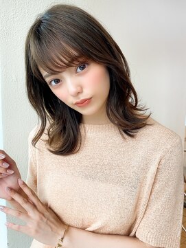 アフロート ディル(AFLOAT D'L) 【AFLOAT 井上晃輔】ミディアムウルフ オリーブグレージュ 前髪