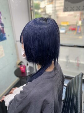 ミミック (mimic) 【派手髪】ネイビーブルーウルフスタイル【アッシュ】