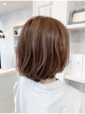 福山市美容室Caary人気 艶アッシュベージュ大人めボブ