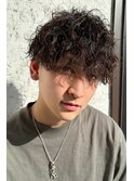 ★BERRYアッシュブラックウルフツーブロック束感パーマ黒髪小顔