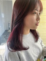 フリーク(FLEEK)&nbsp;セミロング、韓国風レッド系カラー