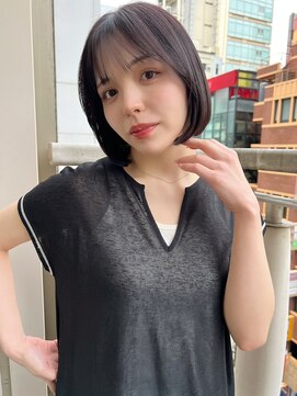 ノク(nok) フェイスレイヤーボブ ラベンダーグレージュ_美髪ピンクブラウン