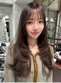 韓国ヘアーハッシュカットレイヤーカットグレージュブリーチ無し