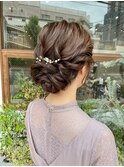 結婚式/お呼ばれにエアリーシニヨンアレンジ