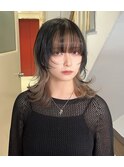 ウルフカット　インナー　ミルクティーベージュ