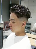 MEN'S/極道パーマ×スキンフェード/短髪/黒髪