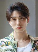 フェザーパーマセンターパートニュアンスパーマ韓国マッシュ黒髪