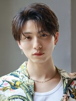 フェザーパーマセンターパートニュアンスパーマ韓国マッシュ黒髪
