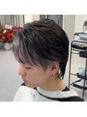 ホワイトシルバーグレーインナーカラーセンターパート