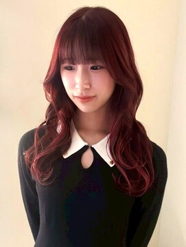 ユニバイリサ 天神大名店(uni by risa) ハイトーンピンクカラー ブリーチカラー 顔周りカット 20代 10代