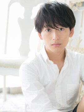 大波純一美容室パーティハン 爽やかリクルート黒髪マッシュメンズカットa小山20代30代40代