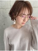 小顔見せショートベージュカラーブリーチしない透明感カラー