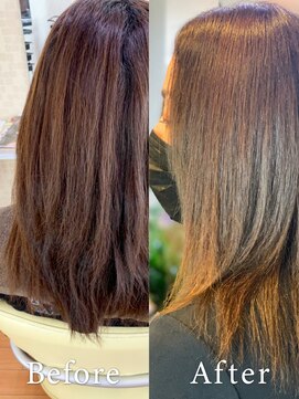 アークスヘアー オレンジべージュツヤ感UP♪ダメージレスのナチュラルストレート