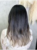 ■お団子にして隠せる裾グラデーションカラー　グレージュ
