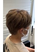 ベージュセンターパートブリーチメンズヘア眉毛仙台