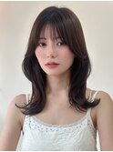 大人可愛い髪型韓国くびれミディアムヘア小顔顔周りレイヤー
