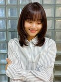 レイヤー 顔まわりレイヤー 艶カラー ミディアムヘア イメチェン