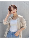 薄めバング毛流れショート◎