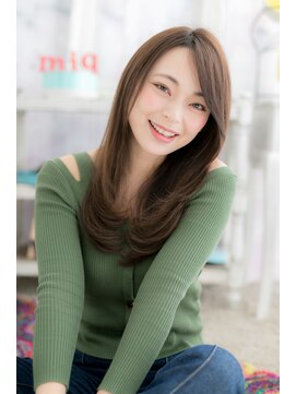 ミック 日暮里店(miq) アシンメトリー大人顔アッシュブラックエレガントロングb1