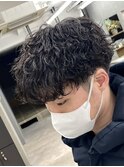 短め波巻きパーマ/耳だしショート/くるくるなみなみウェーブ