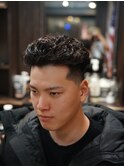 宮城リョータパーマ オールバックパーマ スキンフェード