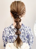 デザインカラーレイヤーカットウェットヘア夏オリーブベージュ