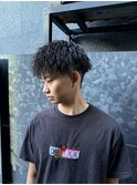 極道パーマスペインカールダークアッシュニュアンスパーマ