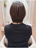 マッシュルーム似合わせショートボブ絶壁ダークアッシュ40代