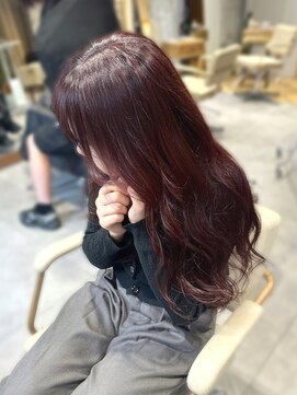 エス 大阪梅田店(es) 【ブリーチなしダブルカラー】チェリーレッドカラー