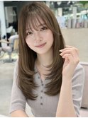 ロングレイヤー ミディアムレイヤー 顔周りレイヤー 韓国巻き