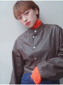 前髪マチルダボブピンクベージュインナーグレージュ