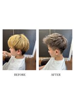 ヘアーメイク クーラ 行橋店(Hair make CURA)&nbsp;アップバングショート【ツーブロック刈り上げハイライト短髪】