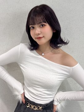 ユーフォリア 渋谷グランデ(Euphoria SHIBUYA GRANDE) くびれボブ　ミディアムレイヤー　ラベンダーグレージュ