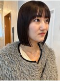 切りっぱなしボブ 艶感 グレージュカラー 20代30代