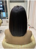 大人美人ハイレイヤーぱっつん前髪黒髪ロングワイドバンク小顔