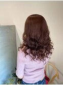 レイヤーコテ巻き風デジタルパーマ/艶感ピンクカラー