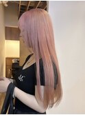 ロング ハイトーン ダブルカラー ブリーチ ホワイトピンク 艶髪