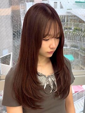ロイオブジゼル(roi of GiseL) ロング 顔周りレイヤー 前髪 チェリーレッド 韓国 10代20代