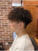 爽やかメンズショートメンズパーマメンズウェーブヘアアッシュ
