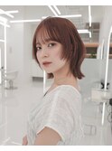 ボブヘア/レイヤーカット/ウエットヘア/オリーブベージュ/表参道