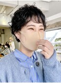 大人かわいい黒髪パーママッシュショートパーマボブ黒髪ショート
