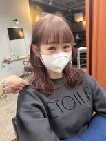 ヌープヘアーアイス(NUUP.hair ici)&nbsp;ブリーチなし!艶感ピンクベージュ小顔ルーズくびれミディ