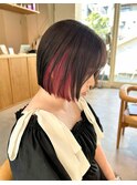 ブリーチデザインカラーインナーピンクと韓国ボブ