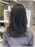 海外風レイヤーセミロングミディアムヘアハッシュカット