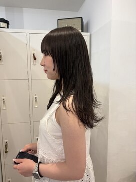 エイチ 梅田(H) レイヤーボブヘアカラーバレイヤージュ50代くるみちゃんヘア