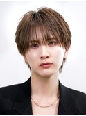 ビジネスメンズショートリクルート七三かき上げヘアツーブロック