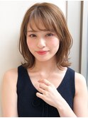 ★イメチェンラベンダーカラー前髪外ハネ耳かけくびれミディ