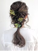 編み下ろしアレンジ　結婚式　ヘアセット　ハイライト　榎園由美