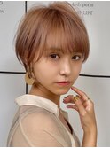 ショート/前髪/耳掛け/マロンベージュ