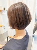20代30代40代ハイライトブリーチなし大人ボブ前下がり立体感